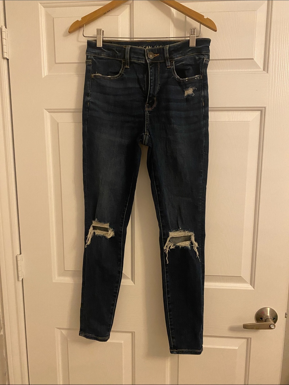 American Eagle Outfitters Dark Indigo Distressed Skinny Jeans
